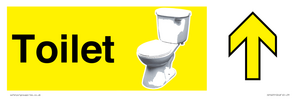 Dementia Friendly Toilet Sign Directional Yellow Arrow